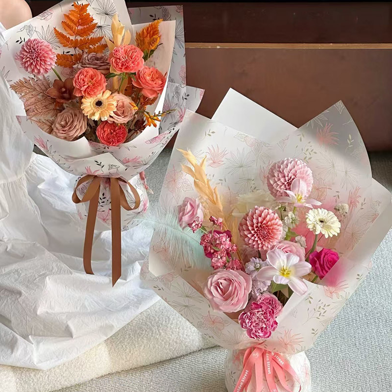 MYHC-80 Lignes de plantes simples Film transparent Fleurs Papier d'emballage
