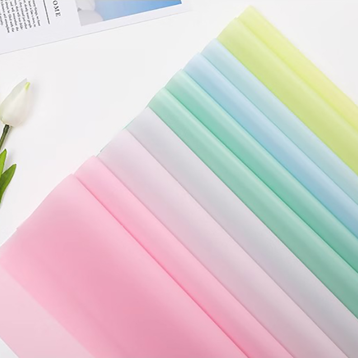 Papier d'emballage de fleurs translucides de couleur unie mate