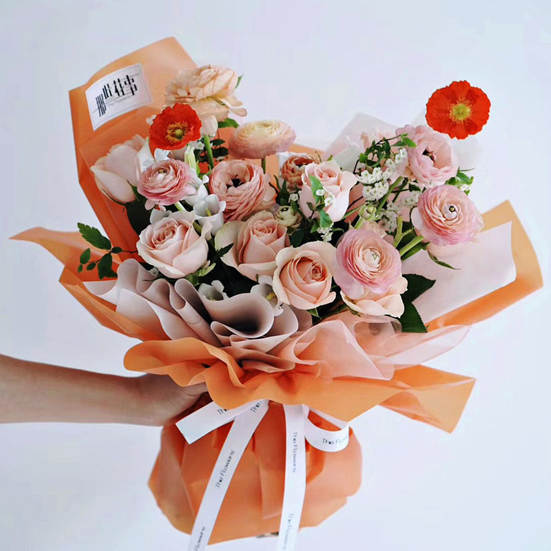 Papier d'emballage de fleurs translucides de couleur unie mate