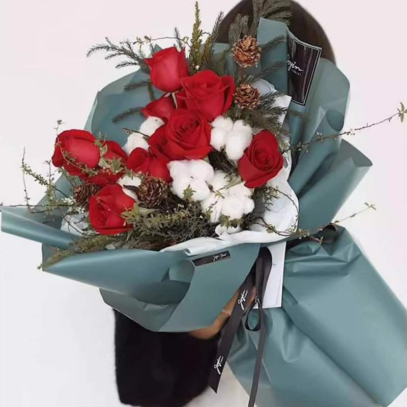 Papier d'emballage de fleurs translucides de couleur unie mate