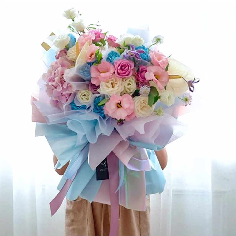 Papier d'emballage de fleurs translucides de couleur unie mate