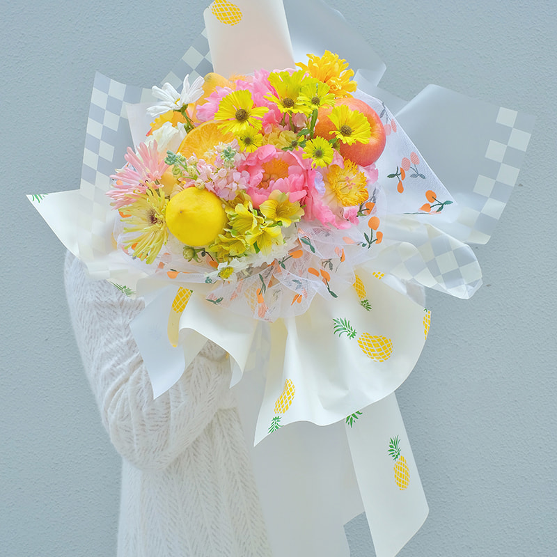 Papier d'emballage pour bouquet à carreaux multicolores