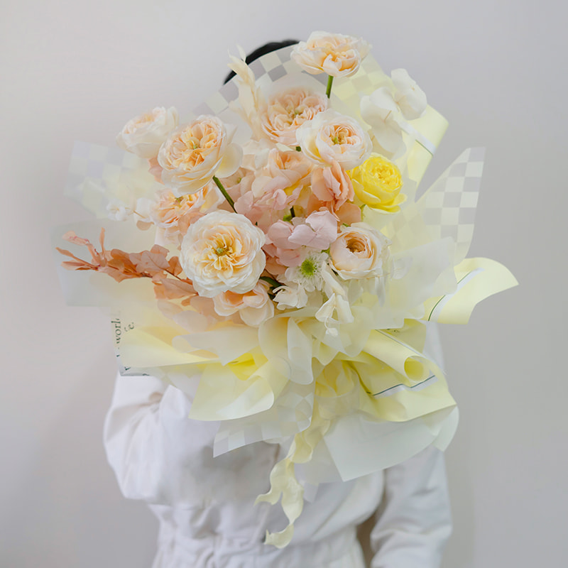 Papier d'emballage pour bouquet à carreaux multicolores