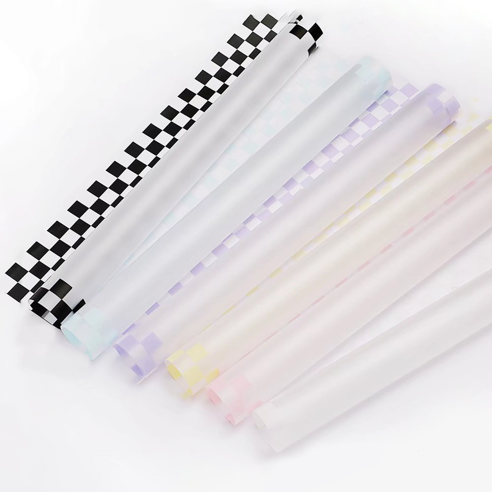 Papier d'emballage pour bouquet à carreaux multicolores