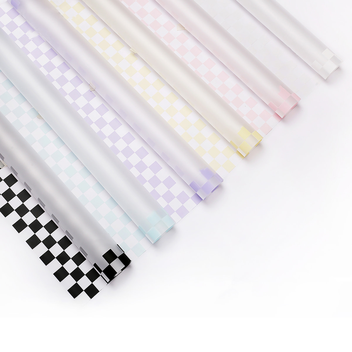 Papier d'emballage pour bouquet à carreaux multicolores