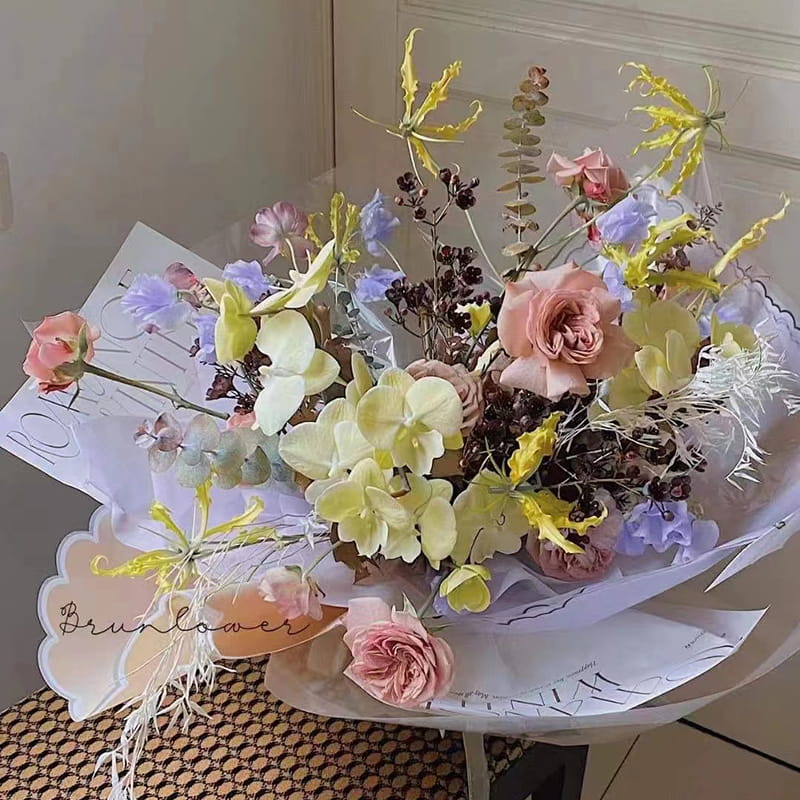 Papier d'emballage de fleurs en film de gelée de pétales