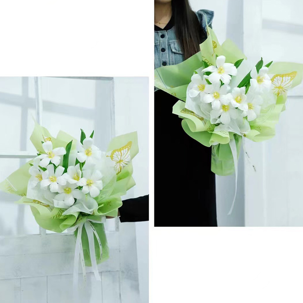 Emballage de bouquet imperméable en papier Nossa avec revêtement simple face, motif imprimé papillon évidé