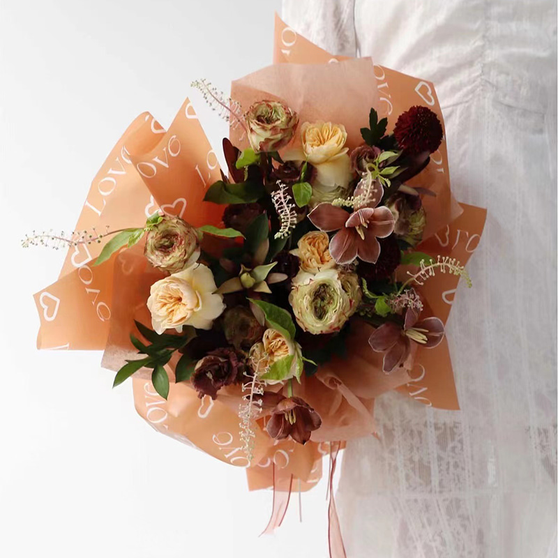 Lettres d'amour imprimées, papier d'emballage de fleurs Nossa avec revêtement imperméable coloré