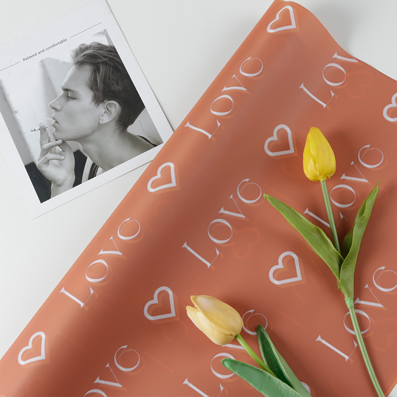 Lettres d'amour imprimées, papier d'emballage de fleurs Nossa avec revêtement imperméable coloré