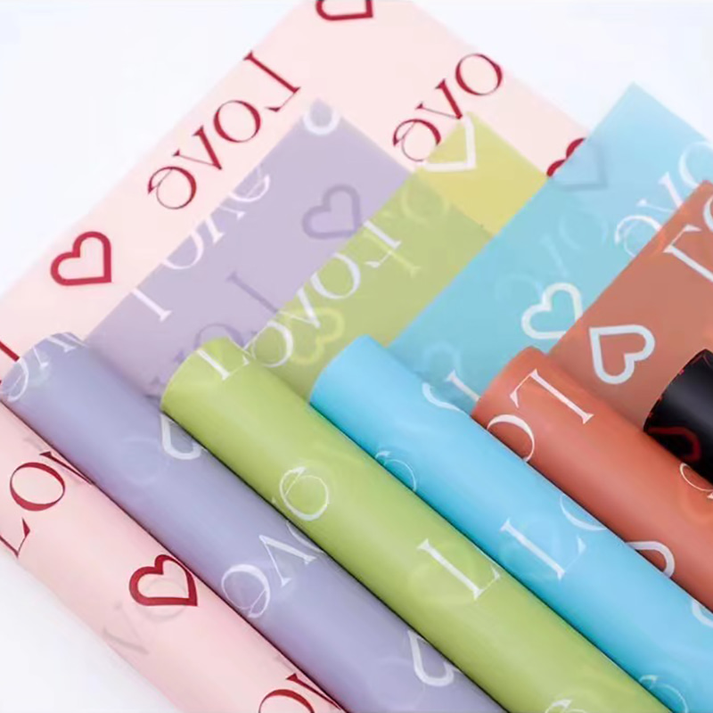 Lettres d'amour imprimées, papier d'emballage de fleurs Nossa avec revêtement imperméable coloré