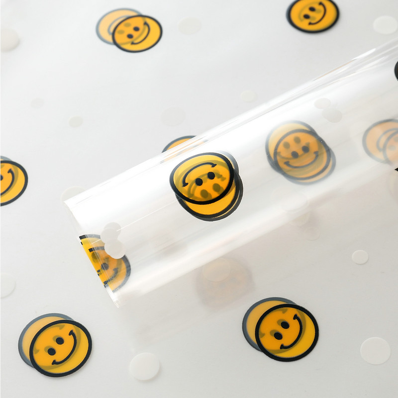 Papier d'emballage de fleur de visage souriant de cellophane d'OPP