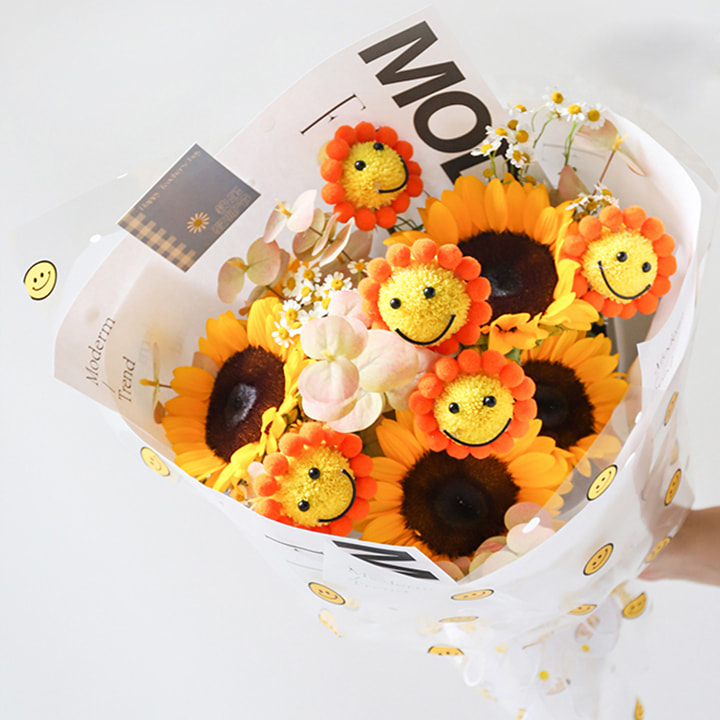 Papier d'emballage de fleur de visage souriant de cellophane d'OPP