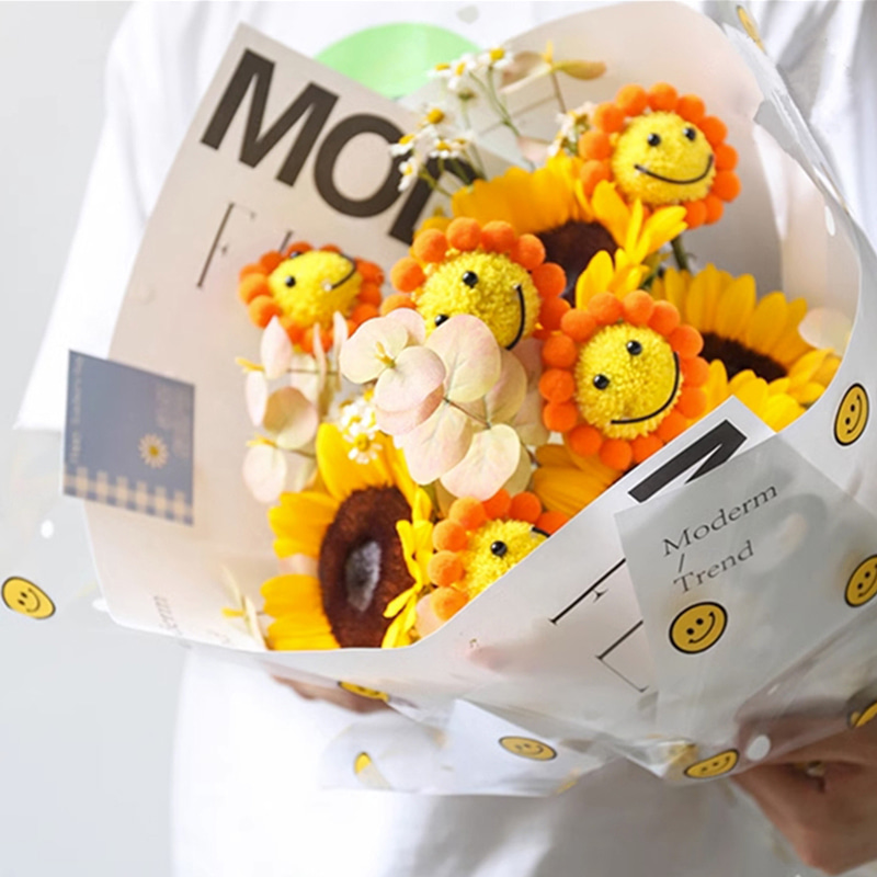 Papier d'emballage de fleur de visage souriant de cellophane d'OPP