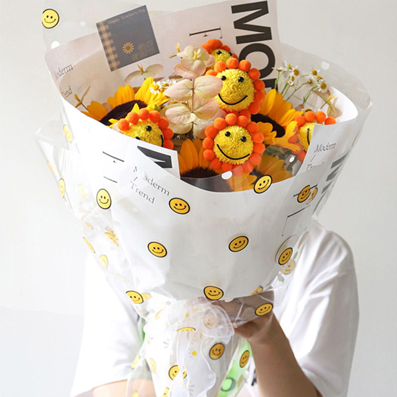 Papier d'emballage de fleur de visage souriant de cellophane d'OPP