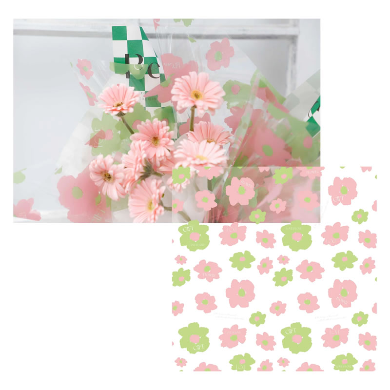 Rouleau d'enveloppe florale en plastique imperméable de 58x58cm