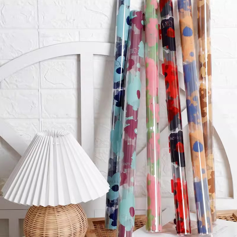 Rouleau d'enveloppe florale en plastique imperméable de 58x58cm
