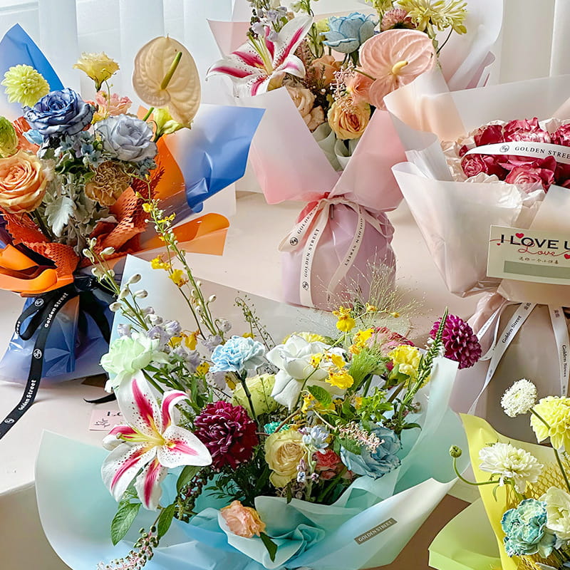 Papier d'emballage de fleurs OPP de 4,5 mil