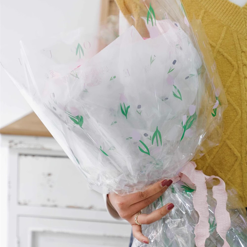Papier d'emballage épais pour bouquet avec des mots artistiques