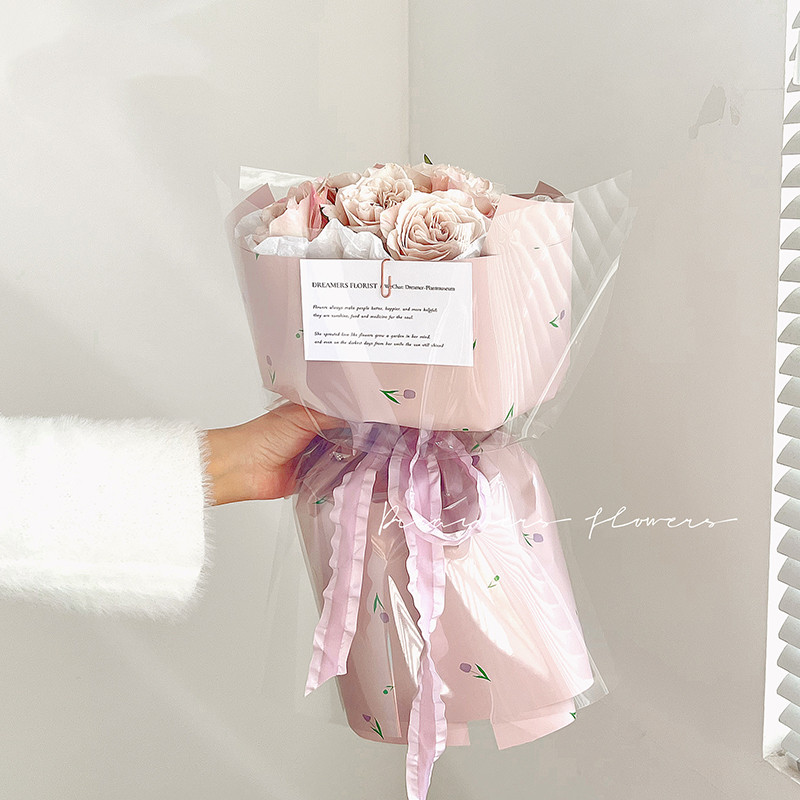 Papier d'emballage épais pour bouquet avec des mots artistiques