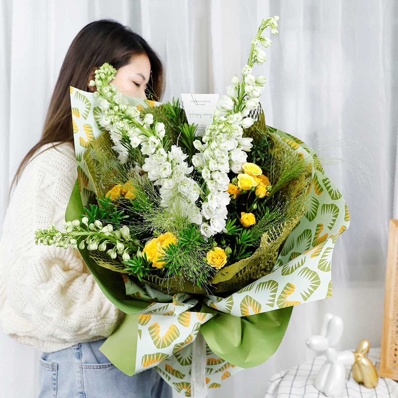 Six papiers d'emballage de fleurs à motifs de feuilles de couleurs vives