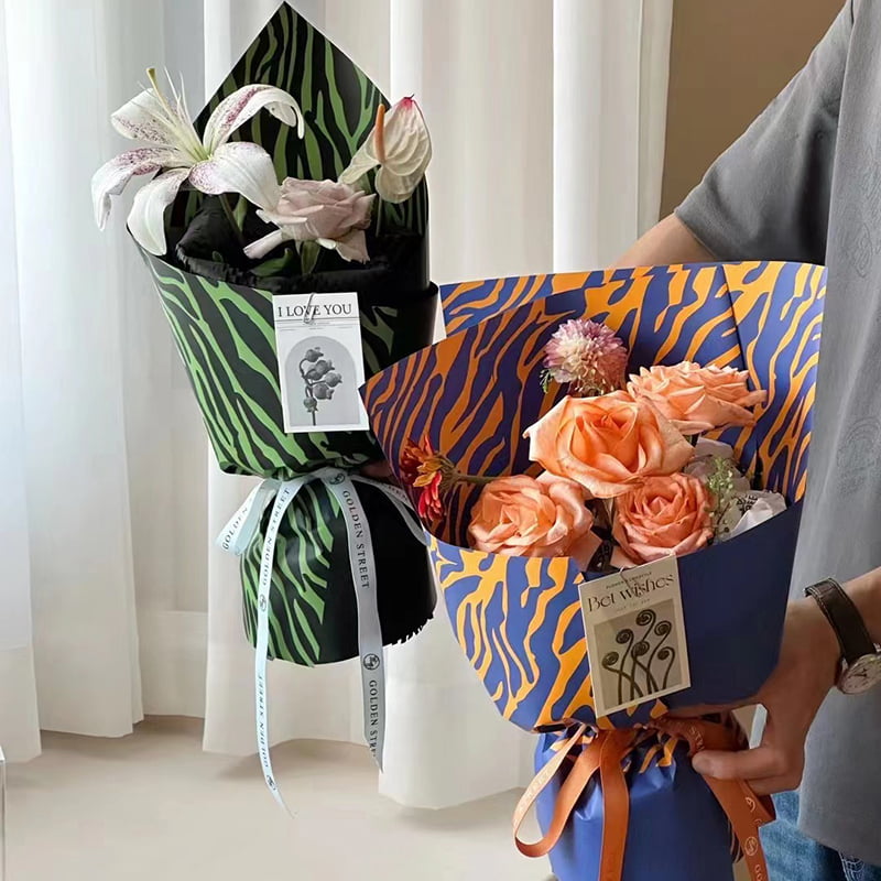 Papier d'emballage à fleurs six couleurs à imprimé zèbre