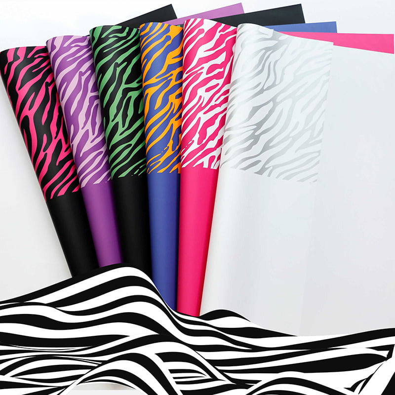 Papier d'emballage à fleurs six couleurs à imprimé zèbre