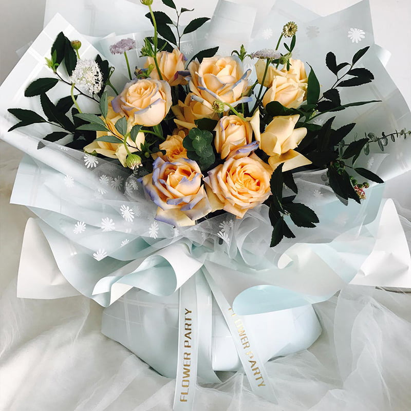 Papier d'emballage de fleurs à carreaux de huit couleurs