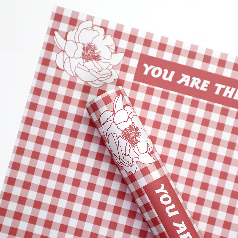 Papier Cadeau Fleur de plume à motif à carreaux