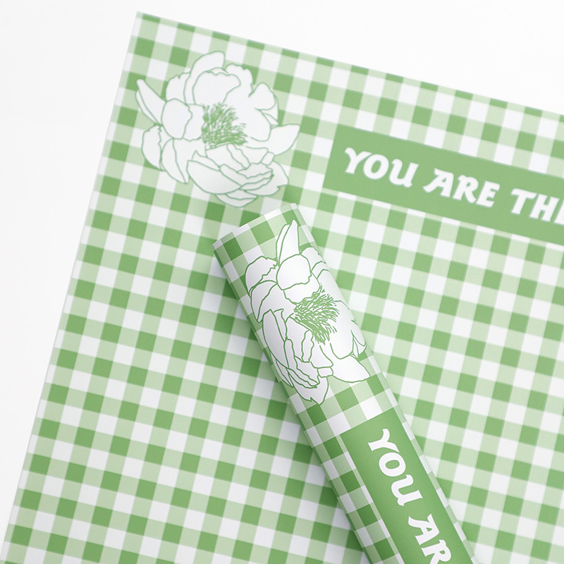 Papier Cadeau Fleur de plume à motif à carreaux