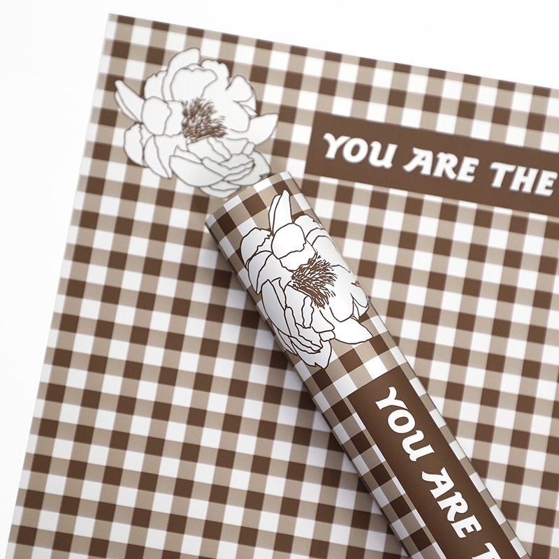 Papier Cadeau Fleur de plume à motif à carreaux
