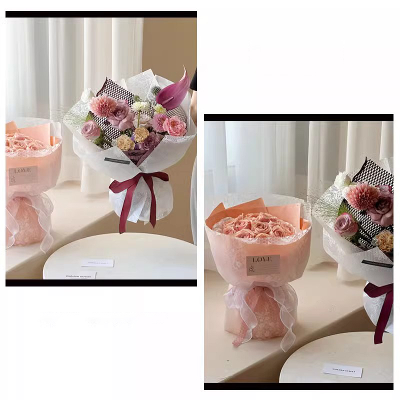 Papier d'emballage de fleurs Nuosha dans différents motifs et styles