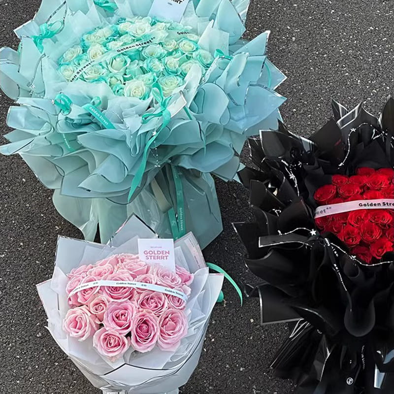 Papier d'emballage de fleurs à film brillant à l'eau aux ions d'argent