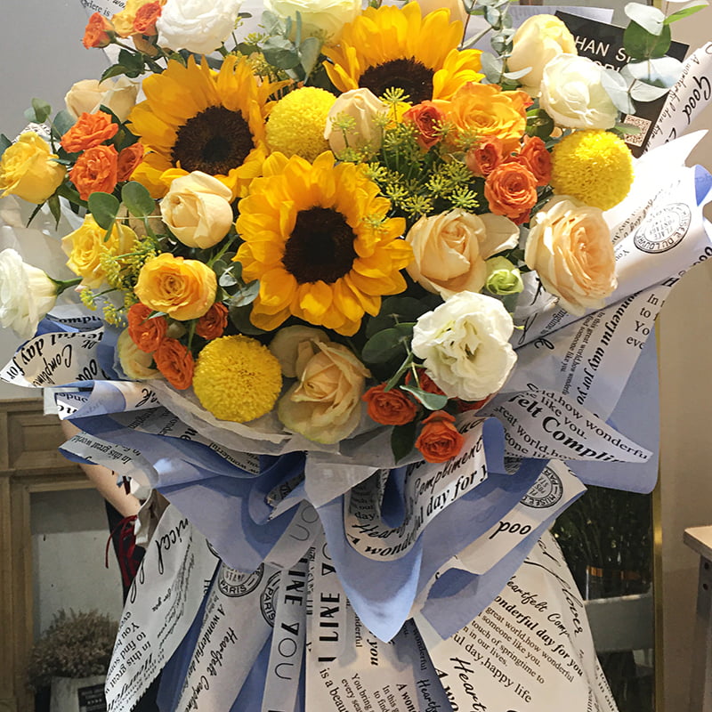 Papier d'emballage de fleurs double face vintage