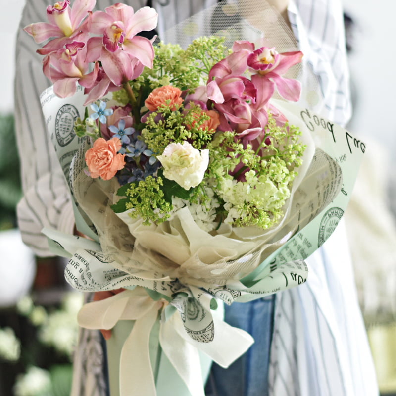 Papier d'emballage de fleurs double face vintage