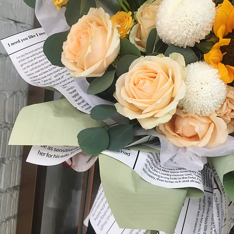 Papier d'emballage de fleurs pour journaux anglais