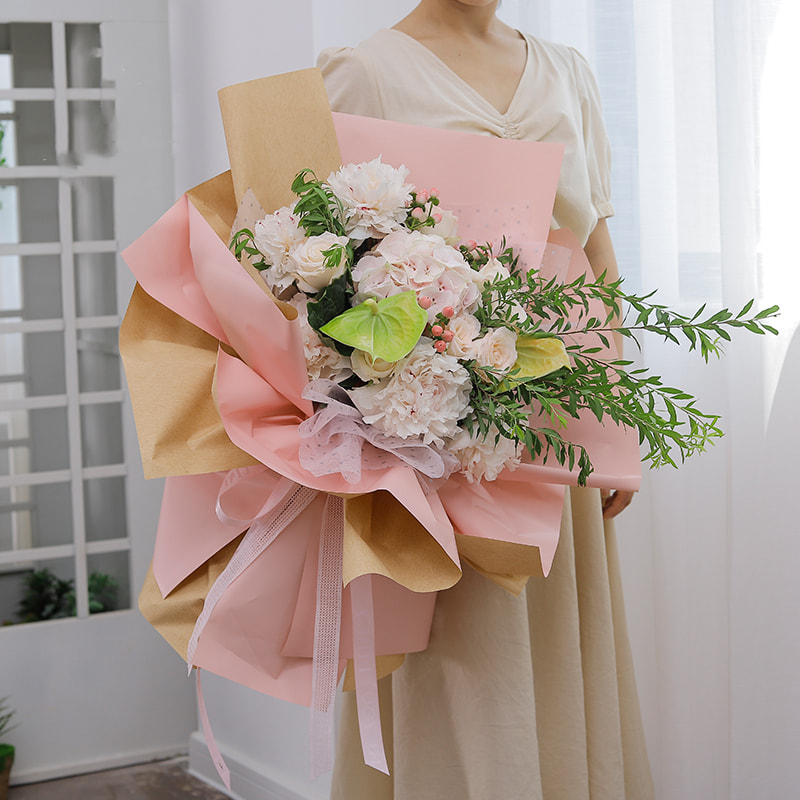 Papier d'emballage pour bouquet coréen de couleur unie