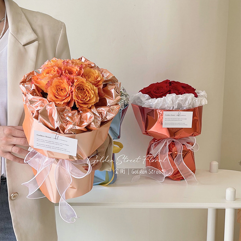 Papier d'emballage pour bouquet miroir de couleur unie