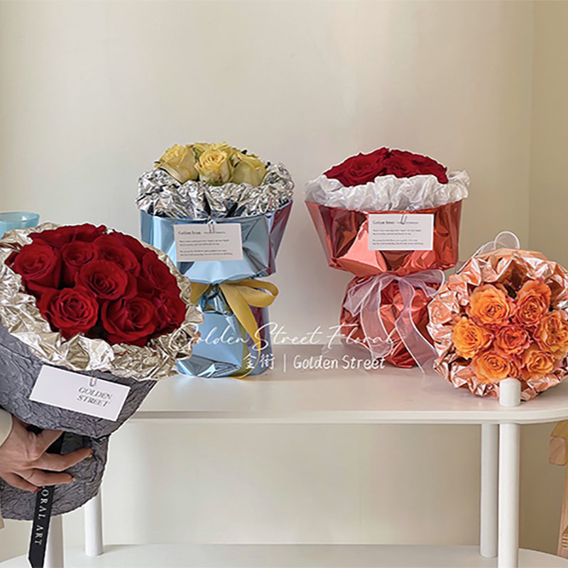 Papier d'emballage pour bouquet miroir de couleur unie