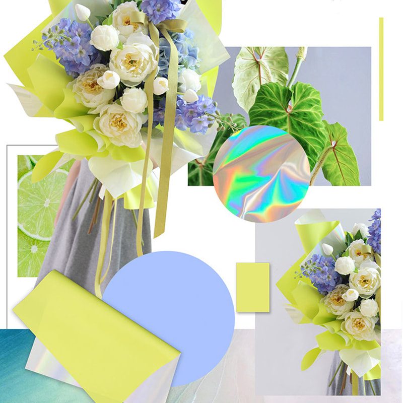 Papier Cadeau Bouquet Couleur Bonbon Fantaisie Plaqué Or