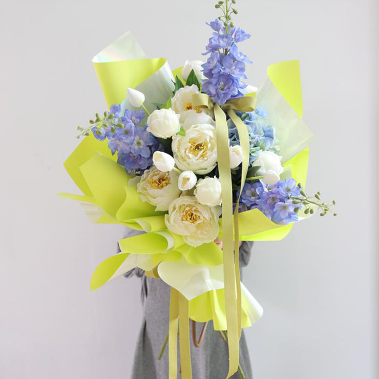 Papier Cadeau Bouquet Couleur Bonbon Fantaisie Plaqué Or