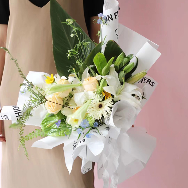 Papier d'emballage Flower Love-Bouquet avec motif de roses